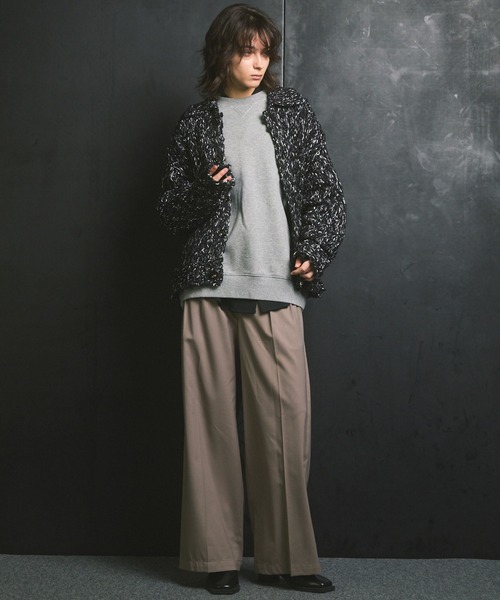 UNISEX》Slub Yarn Prime-Over Collared Cardigan/スラブヤーン