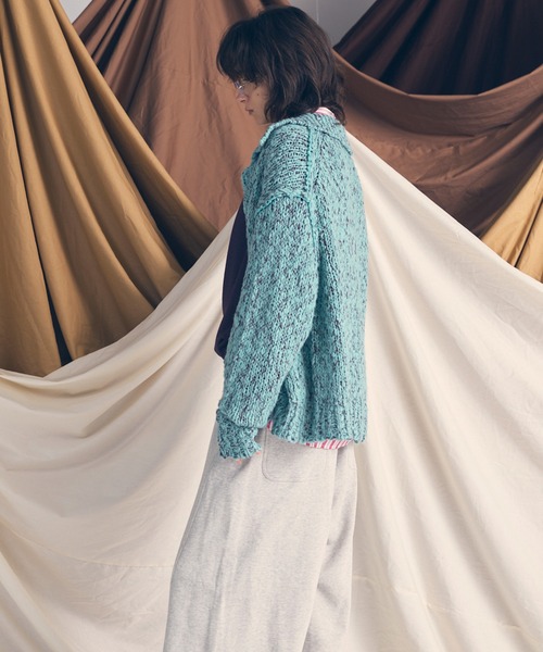 MAISON SPECIAL（メゾンスペシャル）の「《UNISEX》Slub Yarn Prime-Over Collared Cardigan/スラブヤーンプライムオーバー襟付きカーディガン【MAISON SPECIAL/メゾンスペシャル】（カーディガン/ボレロ・メンズ・ライトグリーン/チャコールグレー/ブラック・0/1/2）」の9枚目の写真