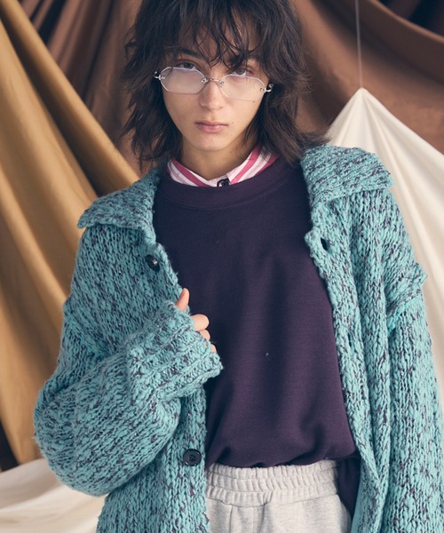 MAISON SPECIAL（メゾンスペシャル）の「《UNISEX》Slub Yarn Prime-Over Collared Cardigan/スラブヤーンプライムオーバー襟付きカーディガン【MAISON SPECIAL/メゾンスペシャル】（カーディガン/ボレロ・メンズ・ライトグリーン/チャコールグレー/ブラック・0/1/2）」の11枚目の写真