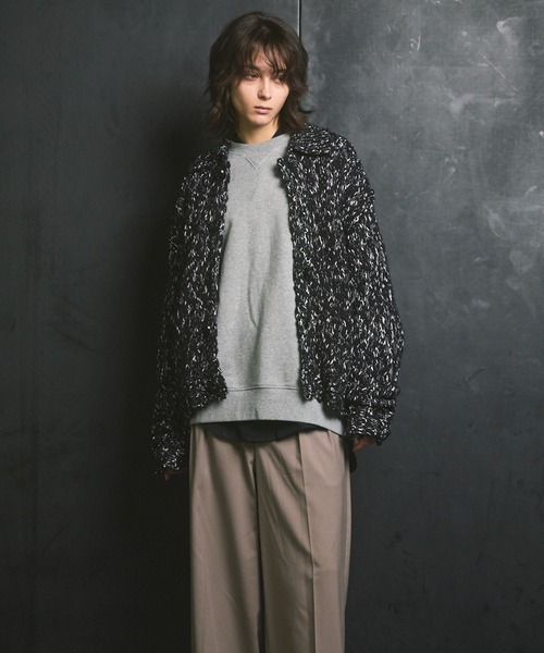 MAISON SPECIAL（メゾンスペシャル）の「《UNISEX》Slub Yarn Prime-Over Collared Cardigan/スラブヤーンプライムオーバー襟付きカーディガン【MAISON SPECIAL/メゾンスペシャル】（カーディガン/ボレロ・メンズ・ライトグリーン/チャコールグレー/ブラック・0/1/2）」の12枚目の写真