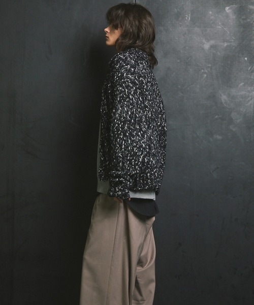 UNISEX》Slub Yarn Prime-Over Collared Cardigan/スラブヤーン