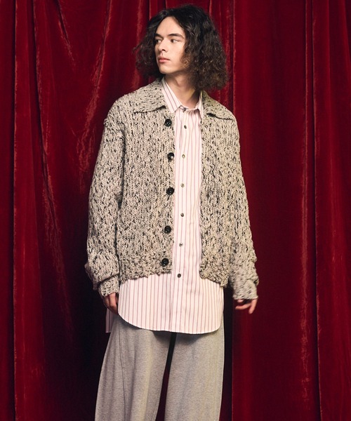 MAISON SPECIAL（メゾンスペシャル）の「《UNISEX》Slub Yarn Prime-Over Collared Cardigan/スラブヤーンプライムオーバー襟付きカーディガン【MAISON SPECIAL/メゾンスペシャル】（カーディガン/ボレロ・メンズ・ライトグリーン/チャコールグレー/ブラック・0/1/2）」の15枚目の写真