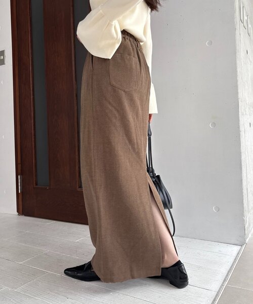 CAPRICIEUX LE'MAGE（カプリシューレマージュ）の「ピーチタッチIラインスカート（スカート・レディース・ブラウン/ホワイト系その他/ベージュ・36/38/PS）」の16枚目の写真