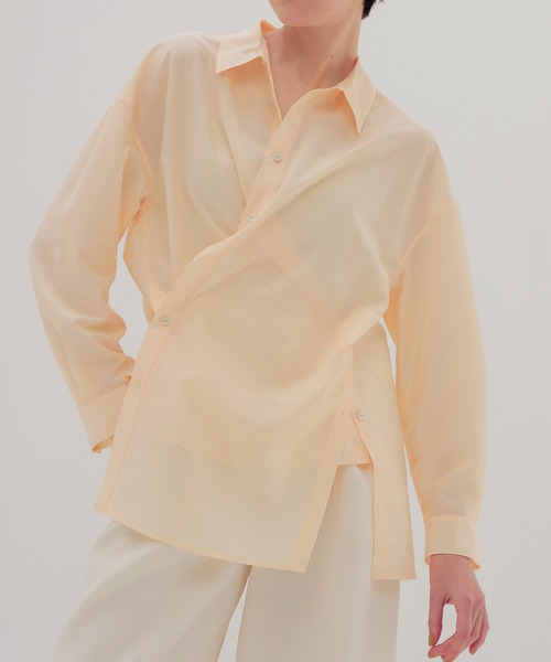 DRESSLAVE(ドレスレイブ)の「asymmetric cachecoeur shirt(アシンメトリーカシュクールシャツ)(シャツ/ブラウス・レディース・ホワイト/カーキ/イエロー・38)」の3枚目の写真