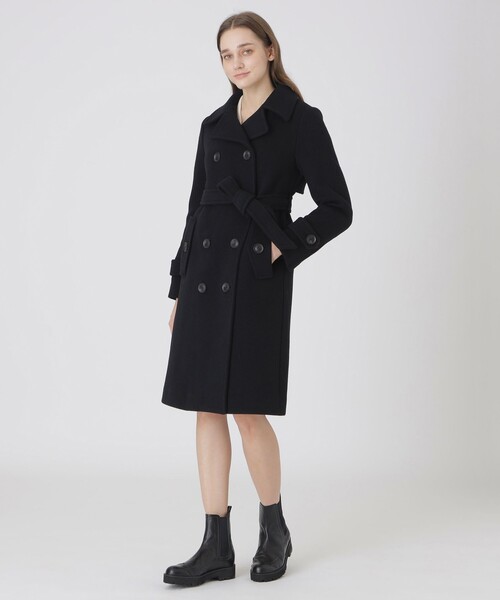 BLUE LABEL CRESTBRIDGE(ブルーレーベルクレストブリッジ)の「ファインダブルビーバートレンチコート(トレンチコート・レディース・ベージュ/ブラック・36/38)」の1枚目の写真