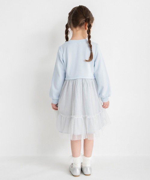 BRANSHES（ブランシェス）の「【DisneyCollection/ディズニーコレクション】裏起毛チュールドッキングワンピース（ワンピース・キッズ・ピンク/サックスブルー・100/110/90/120/130）」の8枚目の写真