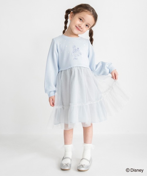 BRANSHES（ブランシェス）の「【DisneyCollection/ディズニーコレクション】裏起毛チュールドッキングワンピース（ワンピース・キッズ・ピンク/サックスブルー・100/110/90/120/130）」の9枚目の写真