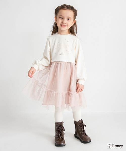 BRANSHES（ブランシェス）の「【DisneyCollection/ディズニーコレクション】裏起毛チュールドッキングワンピース（ワンピース・キッズ・ピンク/サックスブルー・100/110/90/120/130）」の10枚目の写真