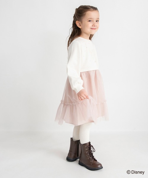 BRANSHES（ブランシェス）の「【DisneyCollection/ディズニーコレクション】裏起毛チュールドッキングワンピース（ワンピース・キッズ・ピンク/サックスブルー・100/110/90/120/130）」の11枚目の写真