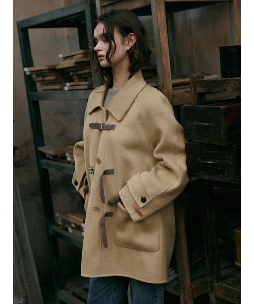 CAEL handmade wool buckle short coat_BUTTER BEIGE CAEL