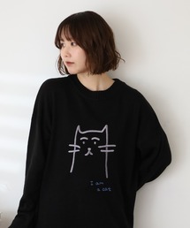 EMAGO ネコ刺繍プルオーバー