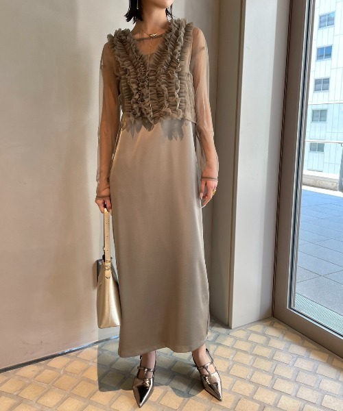 AIC.(エーアイシー)の「オケージョンアンサンブルドレス/3点セット(ワンピース・レディース・ベージュ/ブラック・FREE)」の2枚目の写真