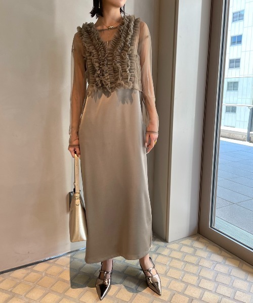 AIC.(エーアイシー)の「オケージョンアンサンブルドレス/3点セット(ワンピース・レディース・ベージュ/ブラック・FREE)」の5枚目の写真