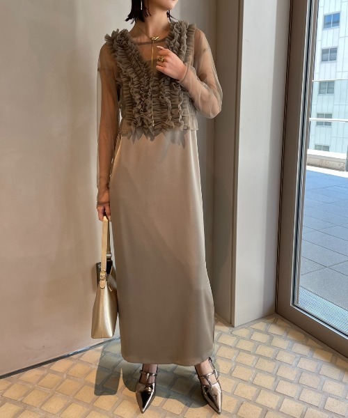 AIC.(エーアイシー)の「オケージョンアンサンブルドレス/3点セット(ワンピース・レディース・ベージュ/ブラック・FREE)」の7枚目の写真