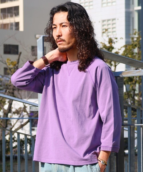 KRIFF MAYER（クリフメイヤー）の「【綿100％】ピグメント七分袖ラグランTシャツ（Tシャツ/カットソー・メンズ・グリーン/パープル/オレンジ/チャコール/サンドベージュ・LARGE/MEDIUM/X-LARGE）」の5枚目の写真