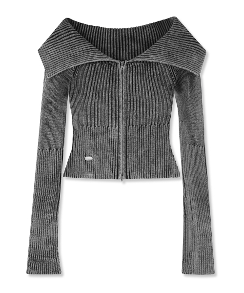 Vivacious(ビバシャス)の「Julie Pigment Knit Zip-up - 3COL(カーディガン/ボレロ・レディース・ネイビー/ピンク/ブラック・FREE)」の10枚目の写真