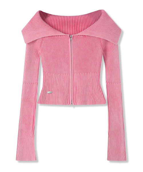 Vivacious(ビバシャス)の「Julie Pigment Knit Zip-up - 3COL(カーディガン/ボレロ・レディース・ネイビー/ピンク/ブラック・FREE)」の12枚目の写真