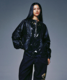 COATING COLLARLESS JACKET BLACK