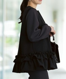 Sono（ソーノ）の「【新作 1/16発売】ご自宅でお洗濯可能【SONO/ソーノ】【SONO NAVY/ソーノネイビー】【MUMMUMダブルクロス】 フローラルフリルチュニックジレ（スーツベスト）」