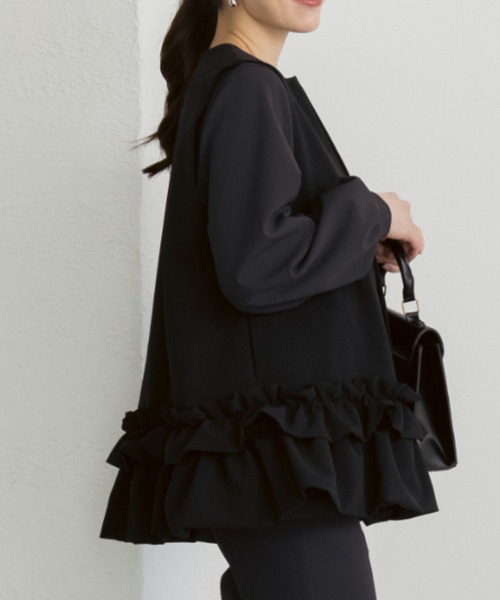 Sono（ソーノ）の「【新作 1/16発売】ご自宅でお洗濯可能【SONO/ソーノ】【SONO NAVY/ソーノネイビー】【MUMMUMダブルクロス】 フローラルフリルチュニックジレ（スーツベスト・レディース・ブラック/ネイビー・F）」の19枚目の写真