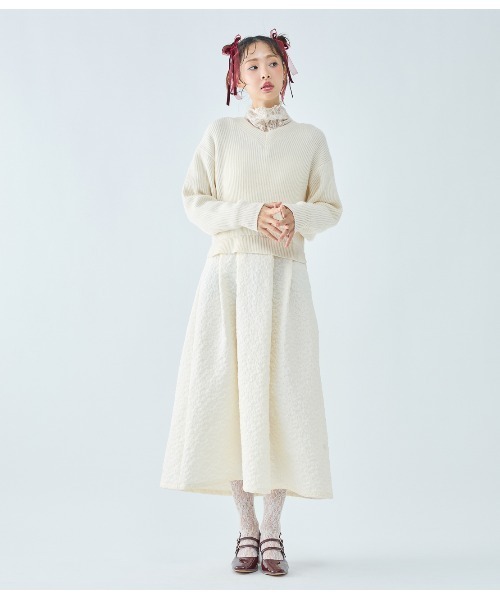 PEACH JOHN(ピーチジョン)の「ルーズニットコンビワンピース(ワンピース・レディース・ブラック/アイボリー・ONE SIZE)」の1枚目の写真