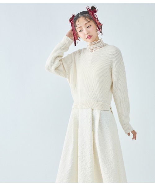 PEACH JOHN(ピーチジョン)の「ルーズニットコンビワンピース(ワンピース・レディース・ブラック/アイボリー・ONE SIZE)」の3枚目の写真