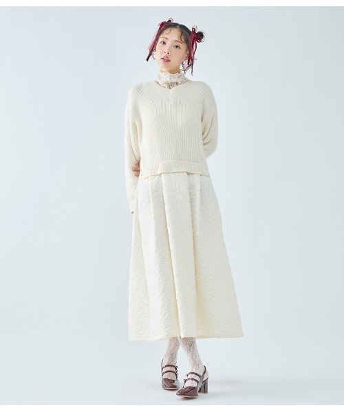 PEACH JOHN(ピーチジョン)の「ルーズニットコンビワンピース(ワンピース・レディース・ブラック/アイボリー・ONE SIZE)」の4枚目の写真