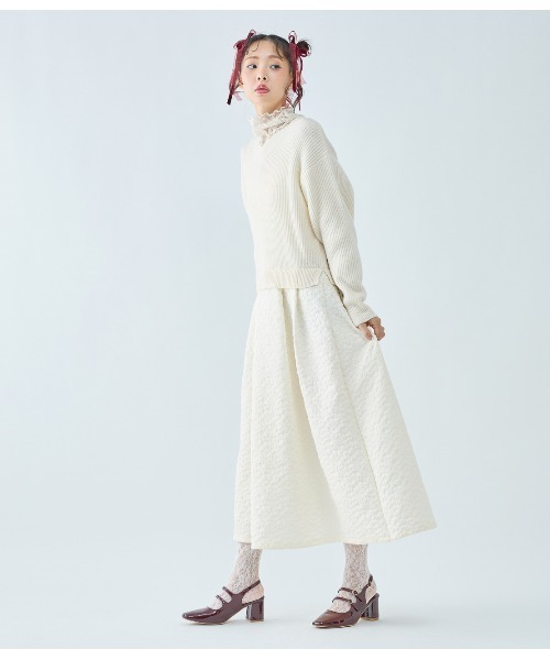PEACH JOHN(ピーチジョン)の「ルーズニットコンビワンピース(ワンピース・レディース・ブラック/アイボリー・ONE SIZE)」の5枚目の写真