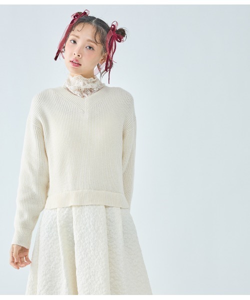 PEACH JOHN(ピーチジョン)の「ルーズニットコンビワンピース(ワンピース・レディース・ブラック/アイボリー・ONE SIZE)」の7枚目の写真