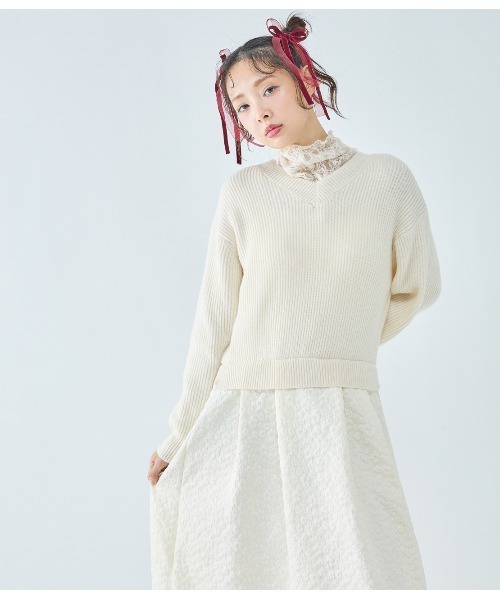 PEACH JOHN(ピーチジョン)の「ルーズニットコンビワンピース(ワンピース・レディース・ブラック/アイボリー・ONE SIZE)」の9枚目の写真