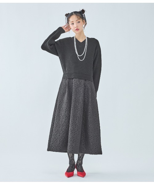 PEACH JOHN(ピーチジョン)の「ルーズニットコンビワンピース(ワンピース・レディース・ブラック/アイボリー・ONE SIZE)」の11枚目の写真