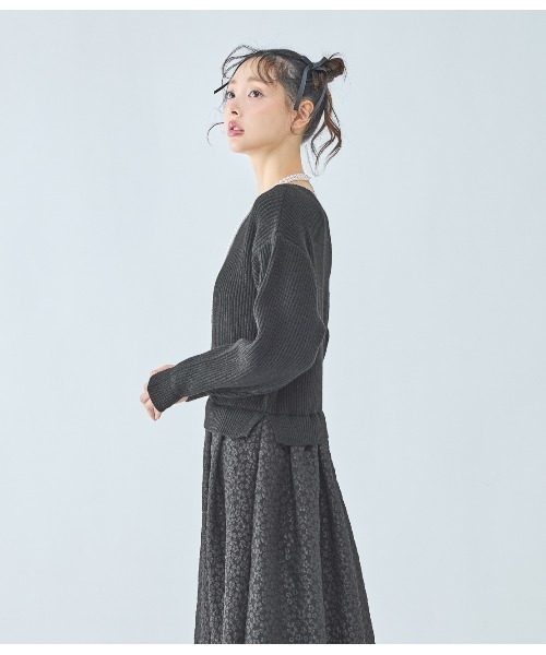 PEACH JOHN(ピーチジョン)の「ルーズニットコンビワンピース(ワンピース・レディース・ブラック/アイボリー・ONE SIZE)」の14枚目の写真