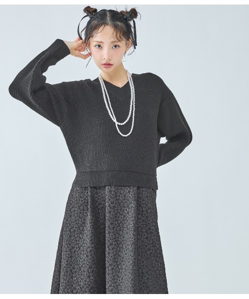 PEACH JOHN(ピーチジョン)の「ルーズニットコンビワンピース(ワンピース・レディース・ブラック/アイボリー・ONE SIZE)」の16枚目の写真