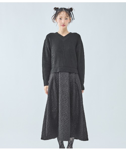 PEACH JOHN(ピーチジョン)の「ルーズニットコンビワンピース(ワンピース・レディース・ブラック/アイボリー・ONE SIZE)」の18枚目の写真