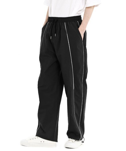 GRAYBLVD(グレイブラバット)の「バスツパイピングトラックパンツ(ブラック)(スウェットパンツ・レディース・その他・MEDIUM/LARGE)」の1枚目の写真