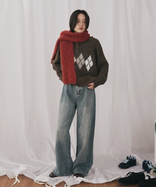 アーガイルニットポロ（ニット/セーター）｜MERLOT（メルロー）の