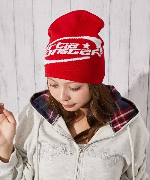GORGE(ゴージ)の「《ロゴジャガード×ストリート》厚手ニットビーニー 秋冬◎(ニットキャップ/ビーニー・レディース・ネイビー/レッド/ブラック・F)」の3枚目の写真