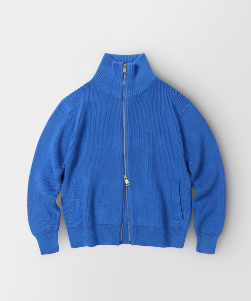 Ribbed Full Zip Crop Knit Cardigan — укороченный кардиган на молнии, синий