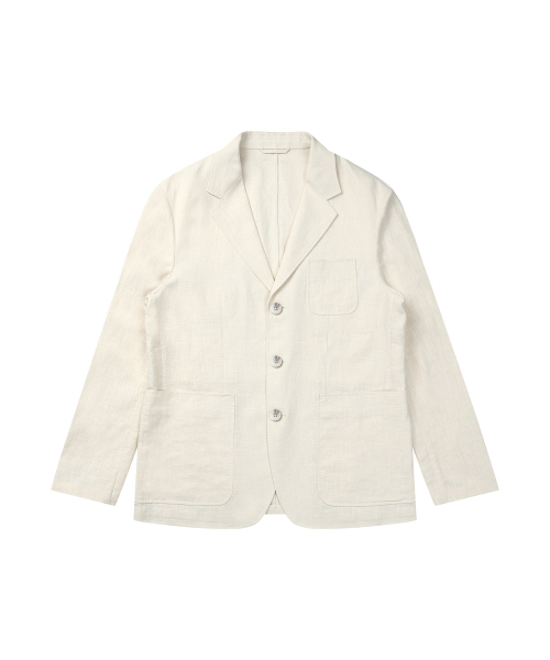 SOLEW(ソル)の「リネン3ボタンジャケット_クリーム(テーラードジャケット・メンズ・その他・SMALL/MEDIUM/LARGE/X-LARGE)」の1枚目の写真