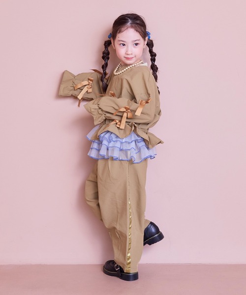 MARKEY'S（マーキーズ）の「サイドラインロングパンツ/セットアップ可（その他パンツ・キッズ・ベージュ/ブラック・120/110/100/90/150/140/130）」の7枚目の写真