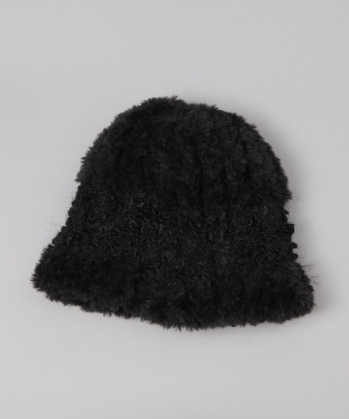 JEANASIS（ジーナシス）の「フェイクファーMIXヤーンハット/610237（ハット・レディース・オフホワイト/ブラック・FREE）」の3枚目の写真
