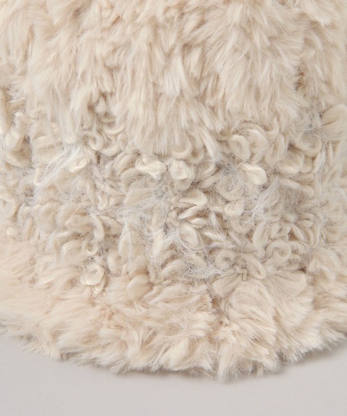 JEANASIS（ジーナシス）の「フェイクファーMIXヤーンハット/610237（ハット・レディース・オフホワイト/ブラック・FREE）」の8枚目の写真