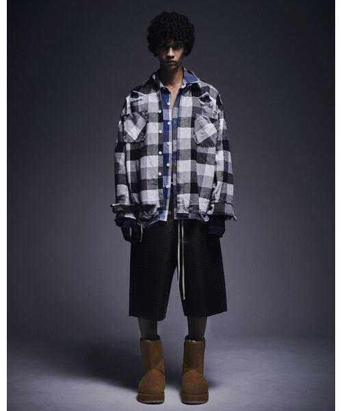 DANKE SCHON(ダンケシェーン)の「DankeSchon/ダンケシェーン/FLANNEL DAMAGE SHIRTS BLOCK(シャツ/ブラウス・レディース・ブラック/ブルー/レッド・L/M)」の7枚目の写真