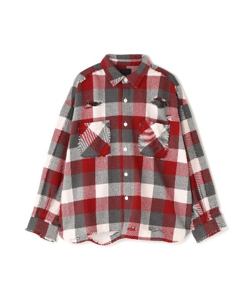 DANKE SCHON(ダンケシェーン)の「DankeSchon/ダンケシェーン/FLANNEL DAMAGE SHIRTS BLOCK(シャツ/ブラウス・レディース・ブラック/ブルー/レッド・L/M)」の3枚目の写真