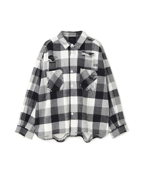 【DANKE SCHON】 DAMAGE FLANNEL SHIRTS /S DankeSchon/ダンケシェーン/FLANNEL DAMAGE SHIRTS BLOCK（シャツ