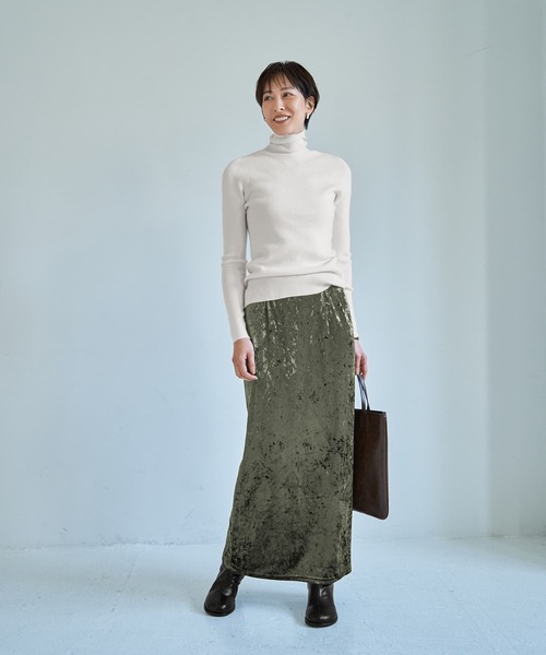STYLE DELI(スタイルデリ)の「もっちりタートルリブニットトップス(ニット/セーター・レディース・ブラック/オートミール/ライトグレー/ホワイト・FREE)」の14枚目の写真
