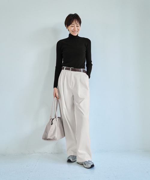 STYLE DELI(スタイルデリ)の「もっちりタートルリブニットトップス(ニット/セーター・レディース・ブラック/オートミール/ライトグレー/ホワイト・FREE)」の18枚目の写真