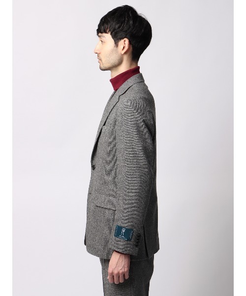 ★りゅうのすけ★【美品】尾州ツイード テーラードジャケット3L グレー系 ジャケット 尾州 ウールカシミヤブレンド ツイル（テーラード