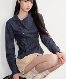 DIAVEL（ディアベル）の「【26春夏新作】アシンメトリーデザイン チェック スリムシャツ（シャツ/ブラウス）」