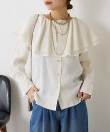 ネックラッフルブラウス